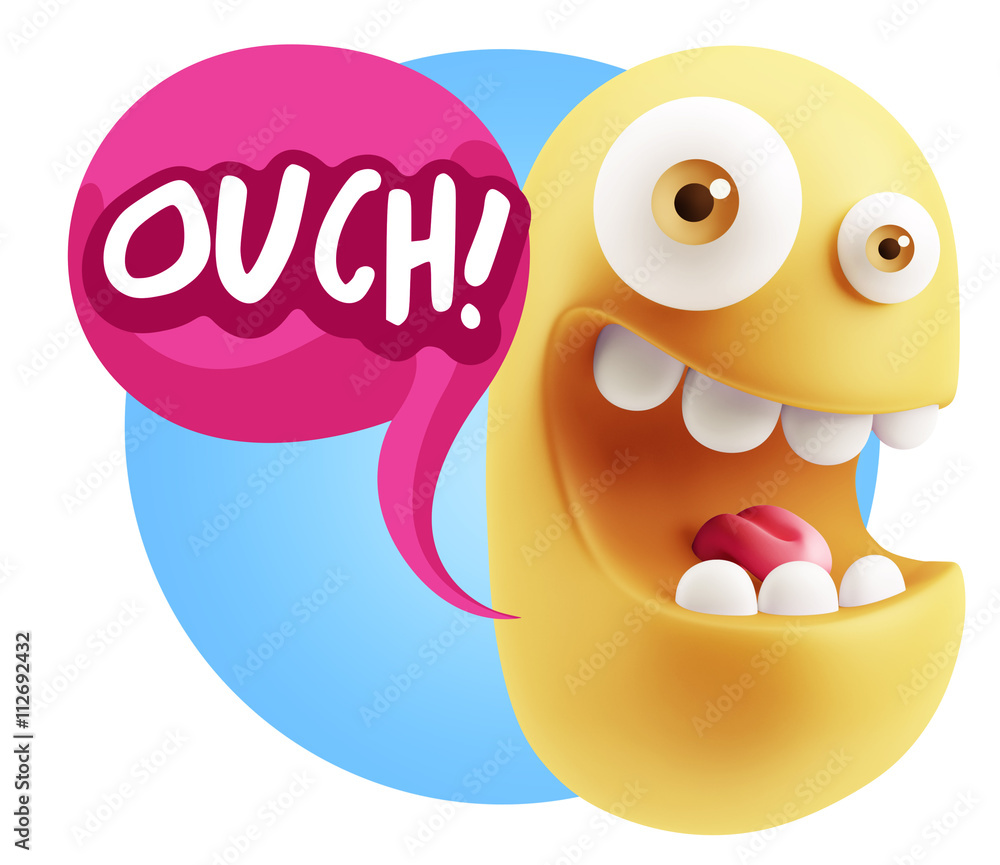 3d Illustration Laughing Character Emoji Expression saying Ouch 3d Illustration Laughing Character Emoji Expression saying Ouch