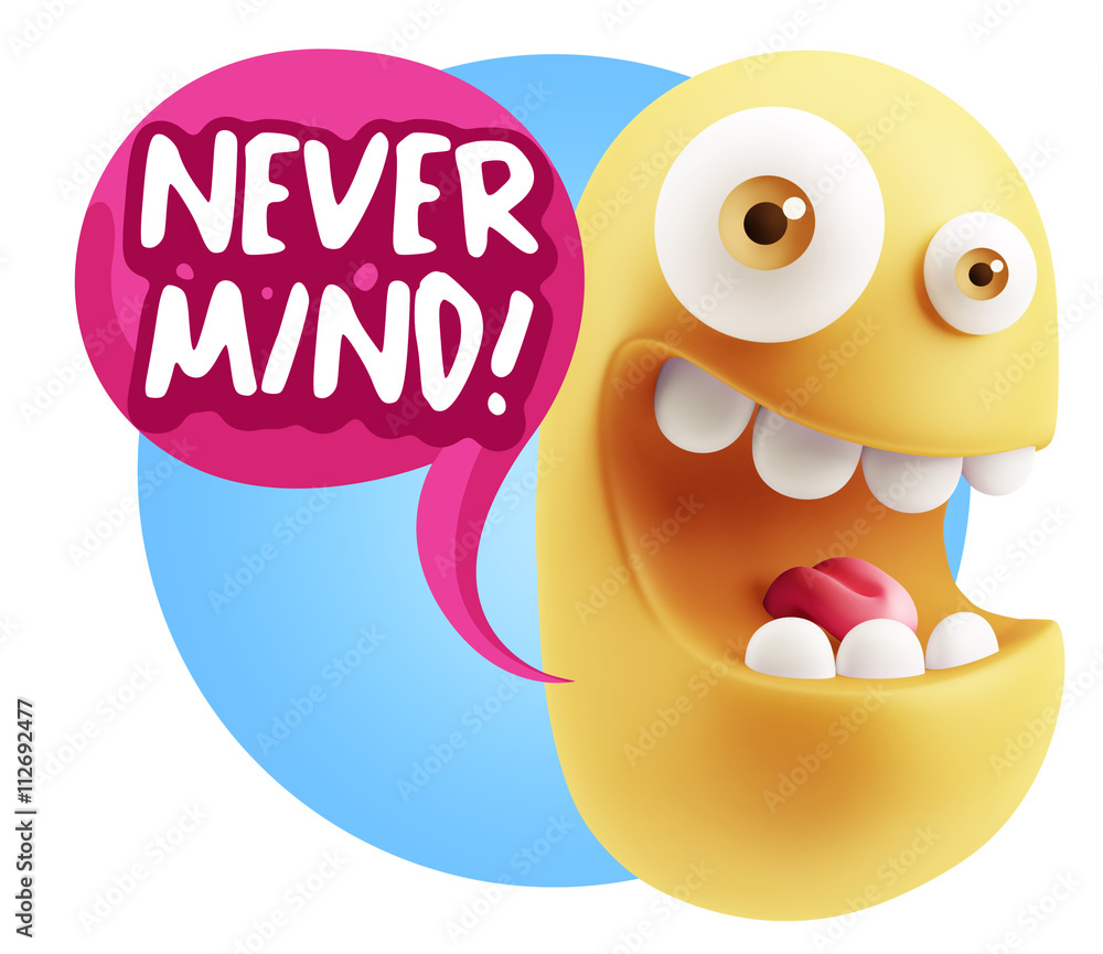 3d Rendering Smile Character Emoticon Expression saying Never Mi 3d Rendering Smile Character Emoticon Expression saying Never Mi