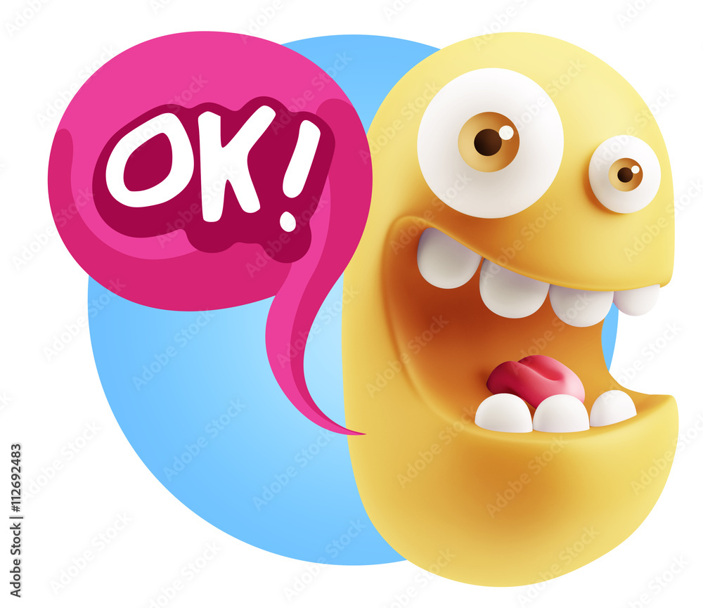 3d Rendering Smile Character Emoticon Expression saying Ok with 3d Rendering Smile Character Emoticon Expression saying Ok with