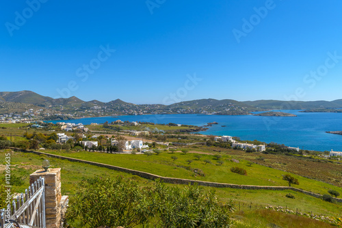 Syros from above. Panoramic view of the greek countryside during