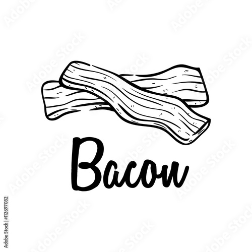 Hand Drawn or Sketch of Bacon Meat on White Background