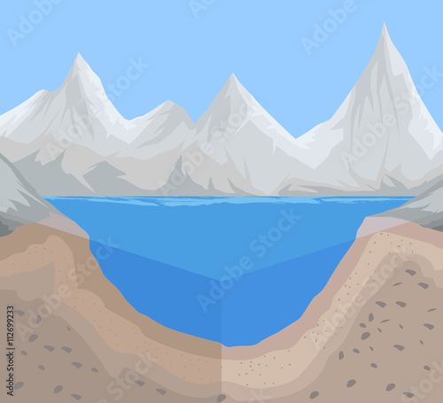 Geology and river floor scene vector nature background