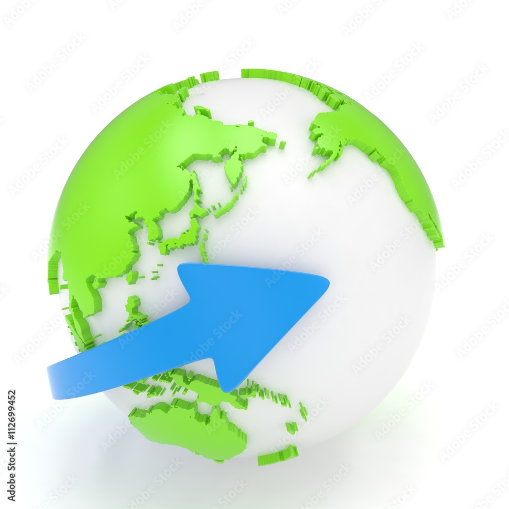 Fototapeta premium Arrow and Earth globe. 3d render