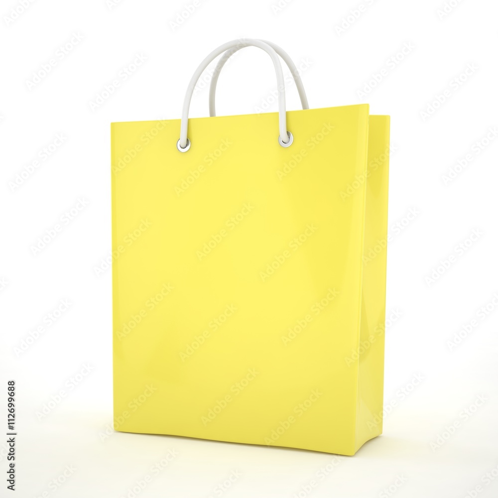 Paper Shopping Bag isolated on white background. 3d rendering. Paper Shopping Bag isolated on white background. 3d rendering.