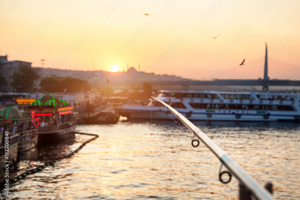 Fishing at Galata bridge in Istanbul