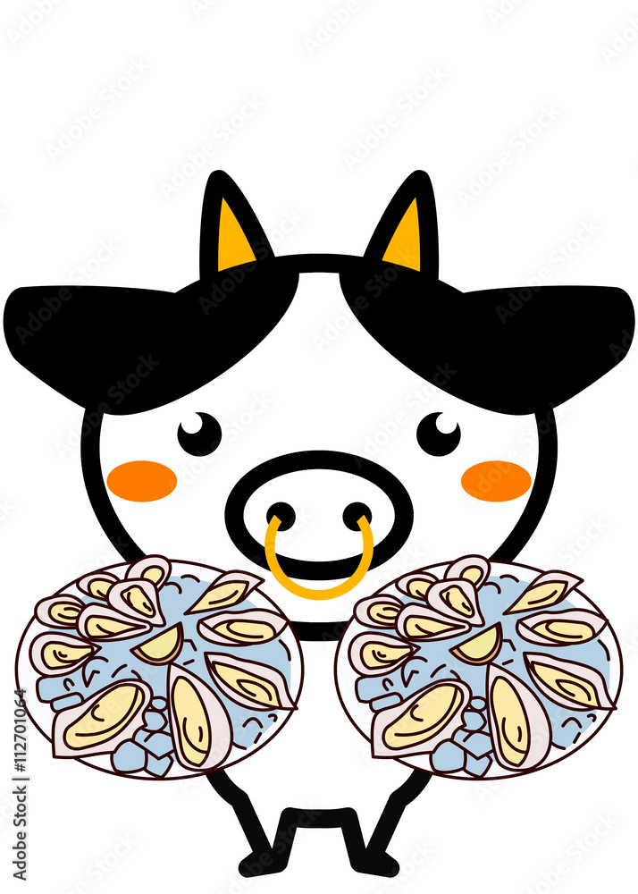 Fototapeta premium 生ガキと動物シリーズ