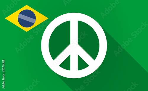 Long shadow Bazil flag with a peace sign