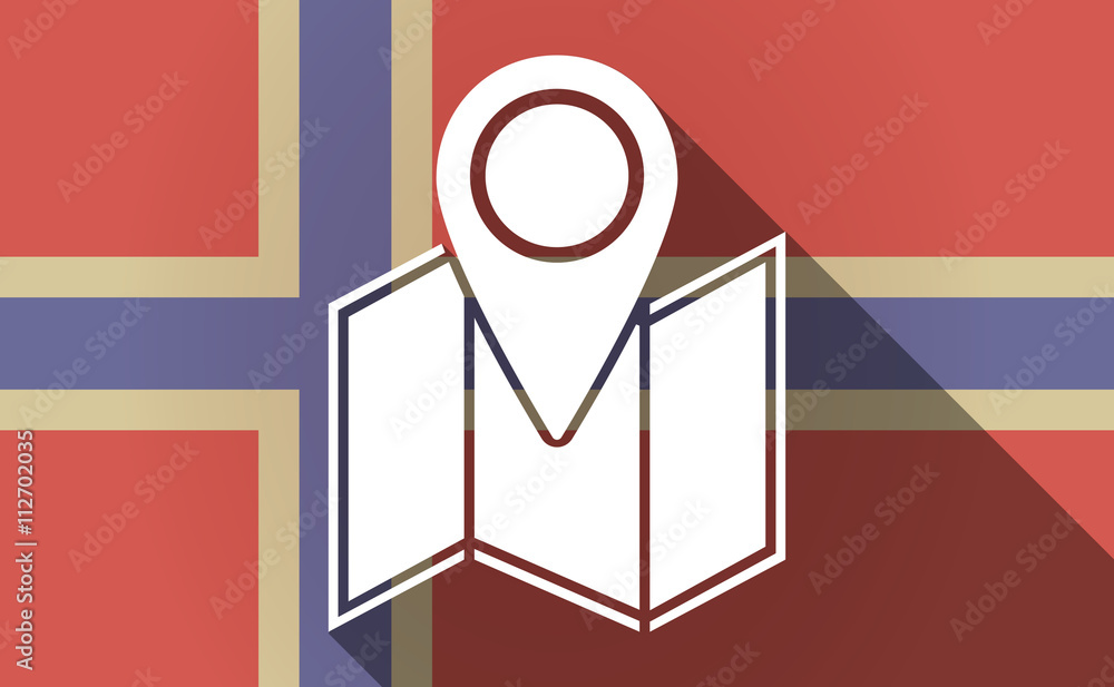 Long shadow Norway flag with a map Long shadow Norway flag with a map