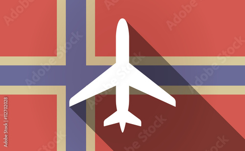 Long shadow Norway flag with a plane