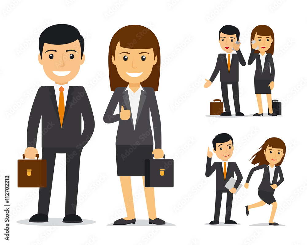 Business team. Businessman and business woman vector characters Business team. Businessman and business woman vector characters