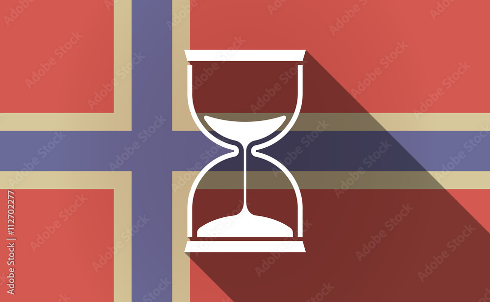 Fototapeta premium Long shadow Norway flag with a sand clock
