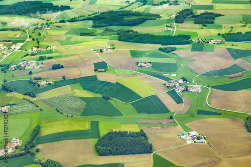 aerial of rural area near Airport Munich in the erdinger moos