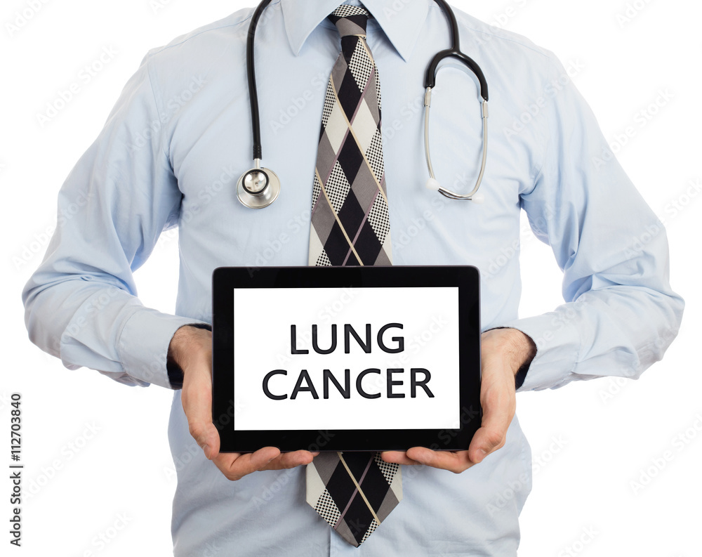 Doctor holding tablet - Lung cancer