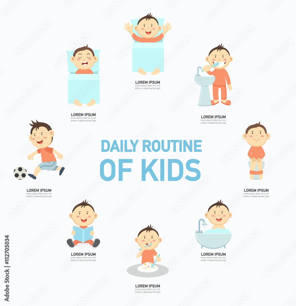 Daily routine of kids infographic,illustration. Daily routine of kids infographic,illustration.