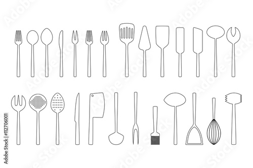 Set of cutlery outlines, vector illustration