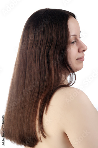 profile brown-haired woman