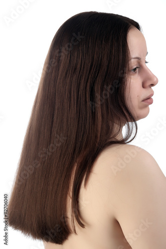 profile brown-haired woman