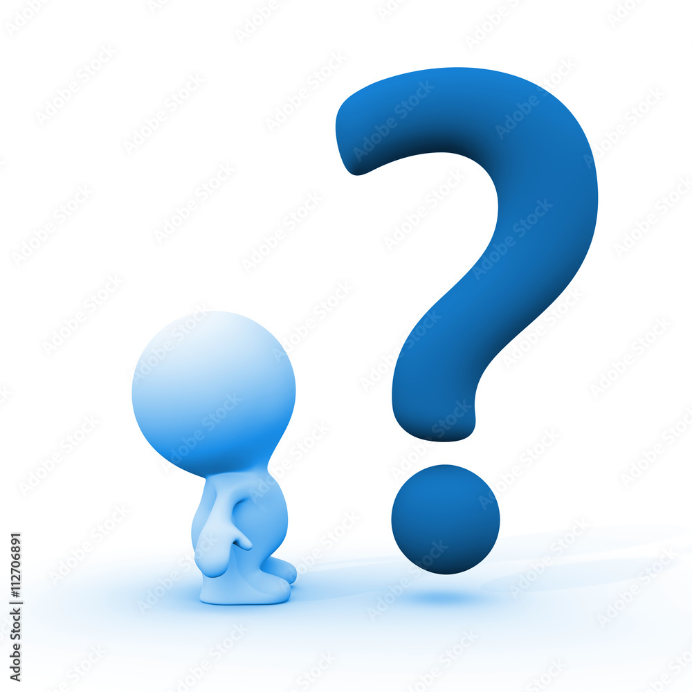human 3d person looking at blue question mark human 3d person looking at blue question mark