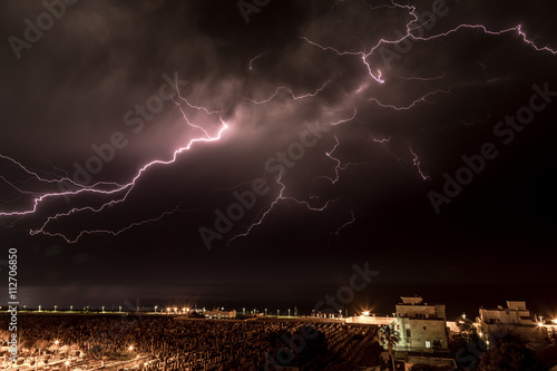 Lightning Storm over a beach cemetery in Nahariya