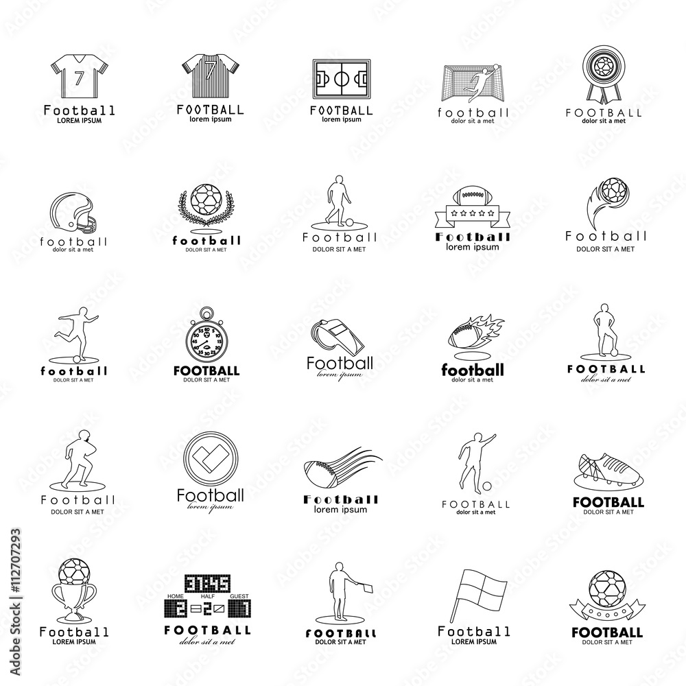 Football Icon Set - Isolated On White Background. Vector Illustration, Graphic Design Football Icon Set - Isolated On White Background. Vector Illustration, Graphic Design