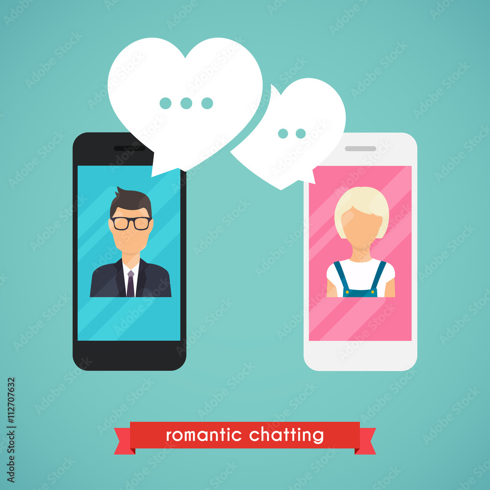 Online chat man and woman. Online dating graphic concept. Couple Online chat man and woman. Online dating graphic concept. Couple