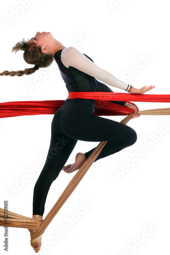 Gymnastics on aerial silk