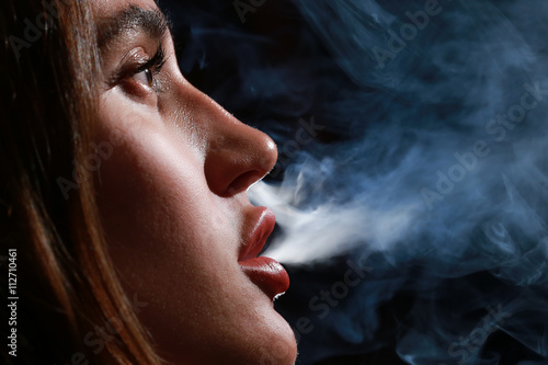 girl smokes a hookah