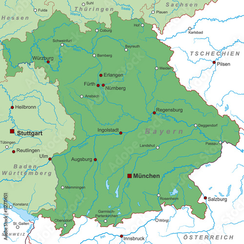Bundesland Bayern - Landkarte (in Grün)