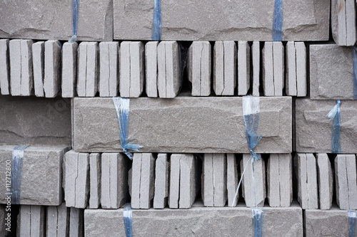 pile of gray stone tiles prepare for install