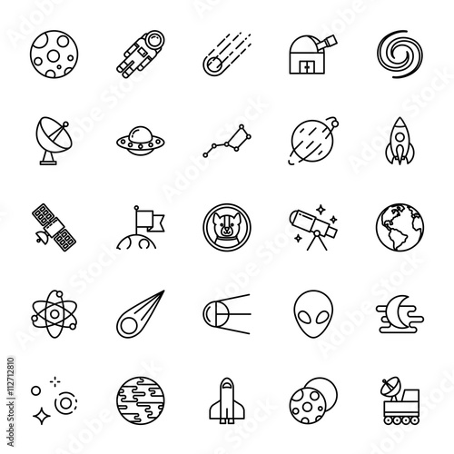 Astronomy, science. Set of vector icons. Outline style