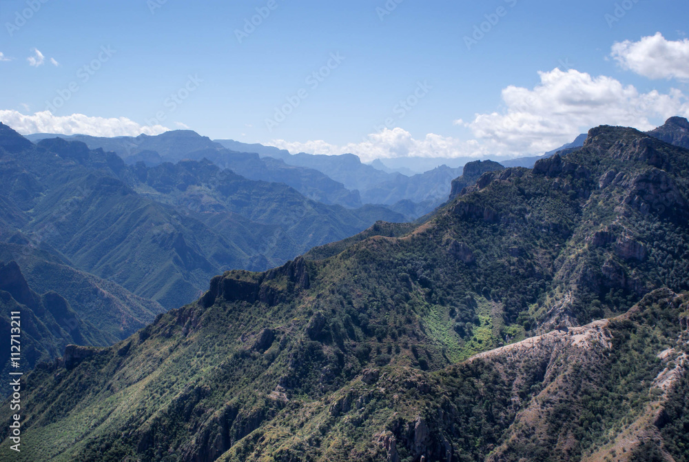 Mountainous landscapes of Copper Canyons in Chihuahua, Mexico