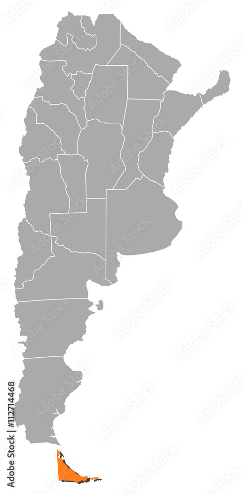 Fototapeta premium Map - Argentina, Tierra del Fuego