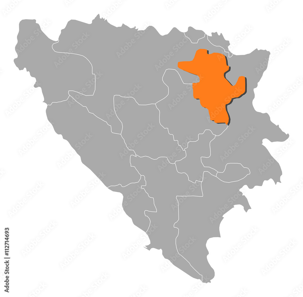 Map - Bosnia and Herzegovina, Tuzla