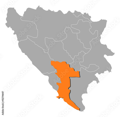 Map - Bosnia and Herzegovina, Herzegovina-Neretva