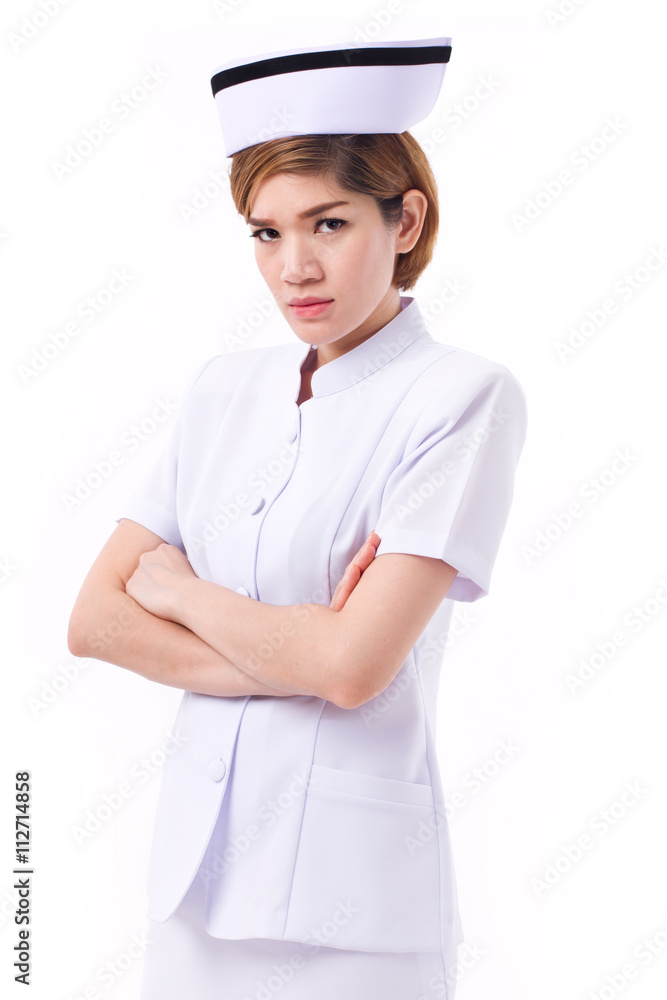 angry female nurse, studio isolated of asian woman model angry female nurse, studio isolated of asian woman model