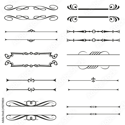 Calligraphic decorative elements. Set of design elements. 