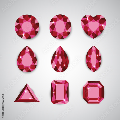 Red Diamonds and Ruby Vector Icons