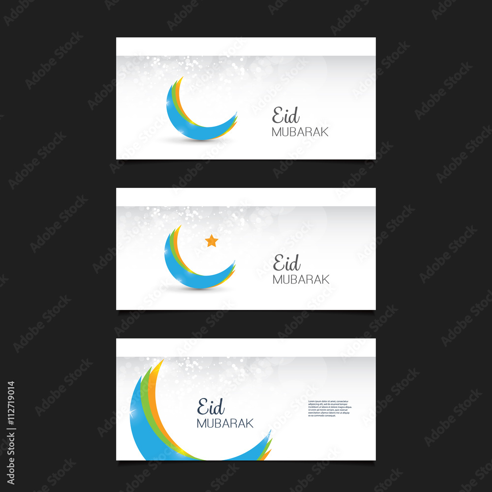 Eid Mubarak - Moon in the Sky - Ad Banners or Website Header Design for Muslim Community Festival