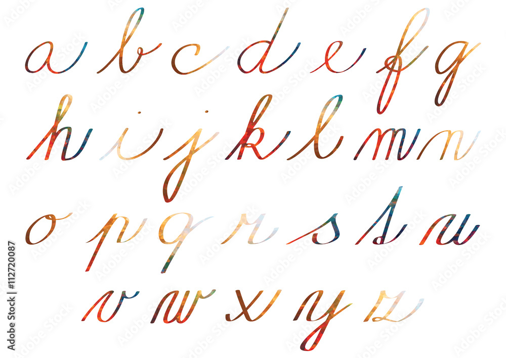 set of bright vector writing alphabet letters isolated on white background set of bright vector writing alphabet letters isolated on white background