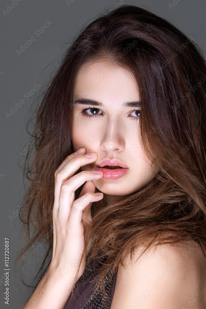 portrait of fashion model with stylish hair portrait of fashion model with stylish hair