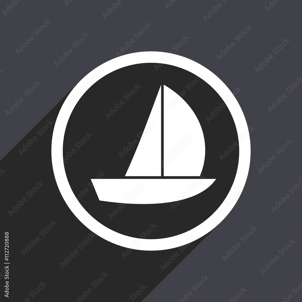 Flat design gray web boat vector icon Flat design gray web boat vector icon