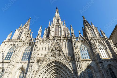 Gothic facade of the cathedral of Barcelona