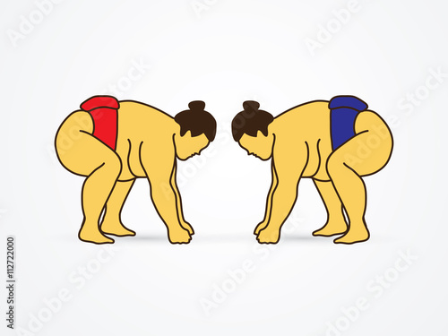 Sumo prepare to fight graphic vector.