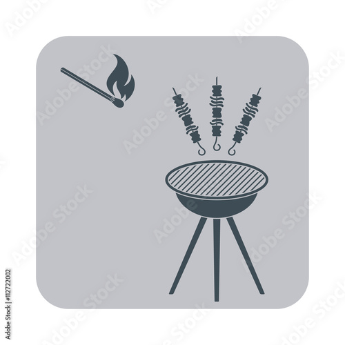 Grilled shashlik kebab and match icon