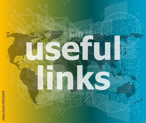 SEO web design concept: useful links on digital background vector illustration