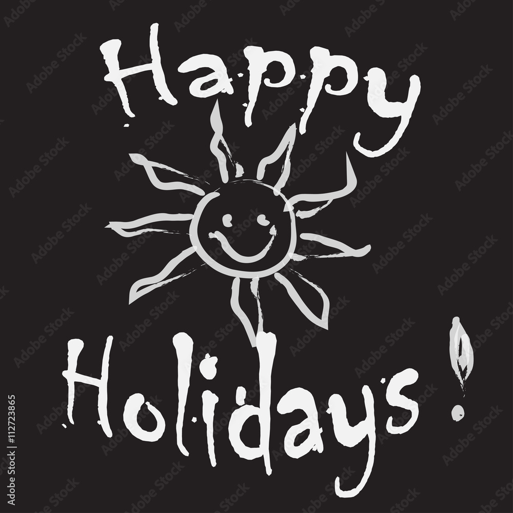 Happy Holidays Greeting card black and white
