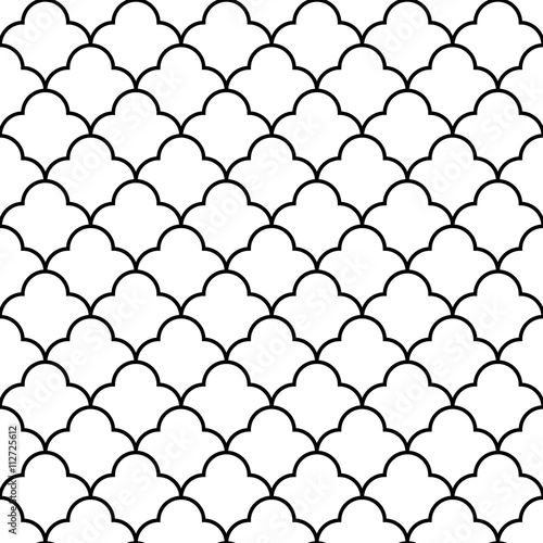 Black and white arabic traditional geometric quatrefoil seamless pattern, vector