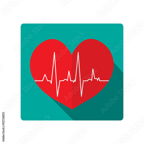 heart icon. cardiogram heart, flat design