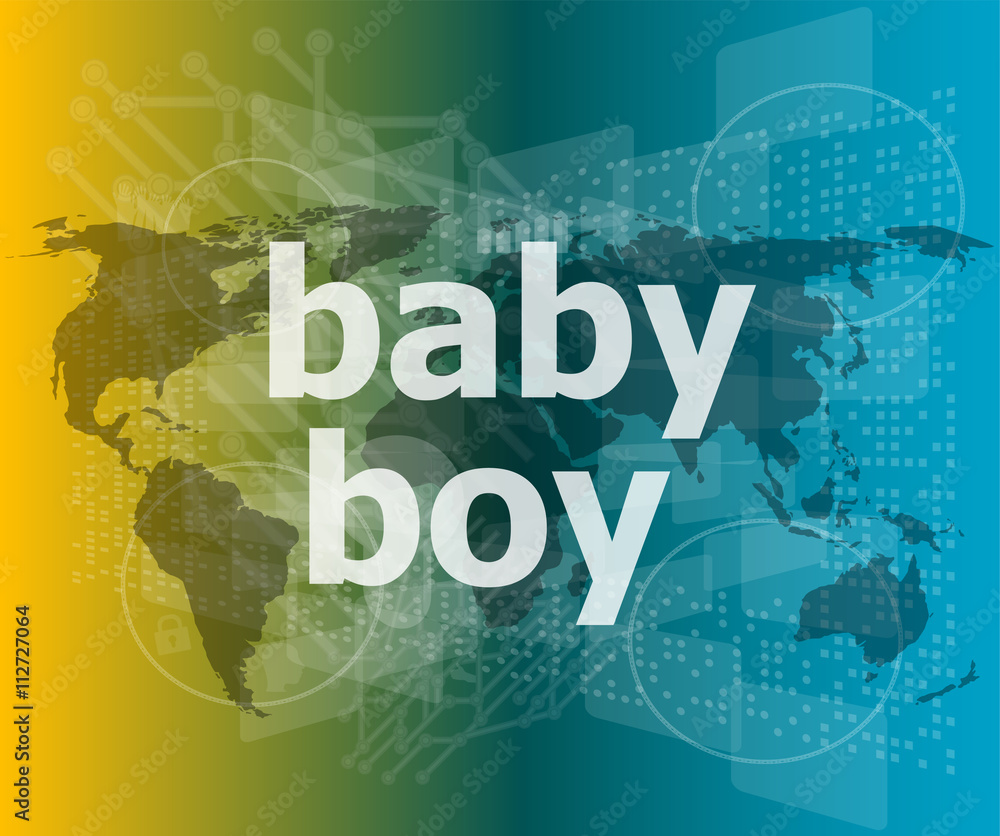 baby boy word on a virtual digital background vector illustration