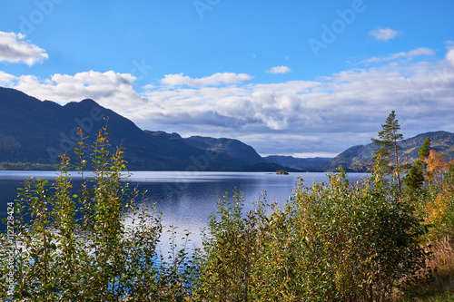 View over Lake Vraavatn in southern Norway on a cold October day © nielskliim